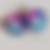 Boucles d'oreilles cabochons en verre - dormeuses - licorne - enfant- bleu - imaginaire - multicolores