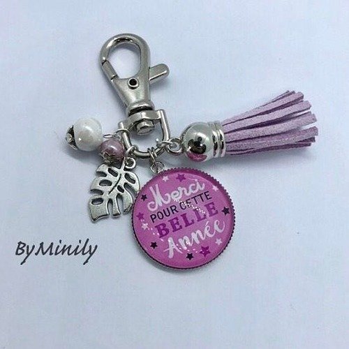 Porte-clés maitresse - cadeau atsem - maîtresse - avs - éducateur - parme - violet - cadeau école - remerciements
