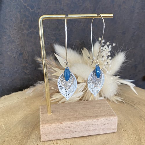 Boucles d’oreilles pendantes boho feuilles, idée cadeau