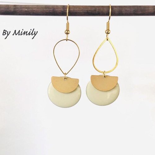 Boucles d’oreilles pendantes sequin émaillé, asymétriques, pendantes, boucles sequin