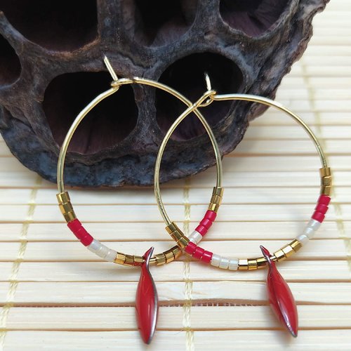 Boucles d'oreilles créoles petit poisson rouge