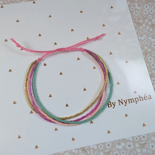 Bracelet lilou 4 rangs avec perles en verre