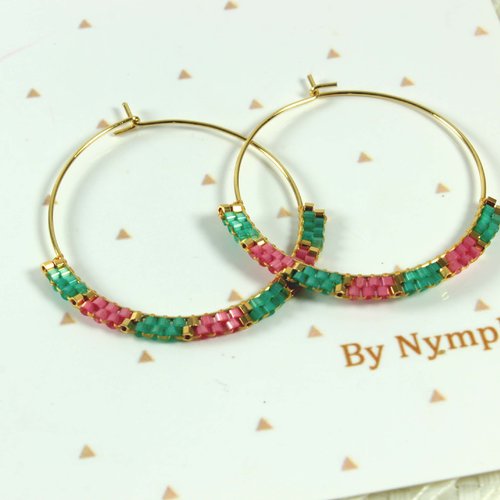 Boucles d'oreilles créoles perles miyuki