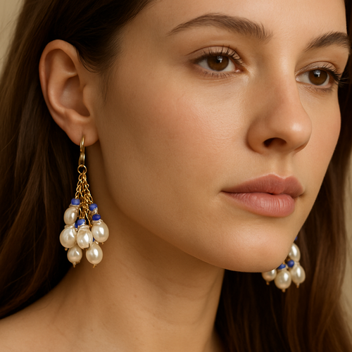 Boucles d'oreilles alisée cascade de perles d'eau douce