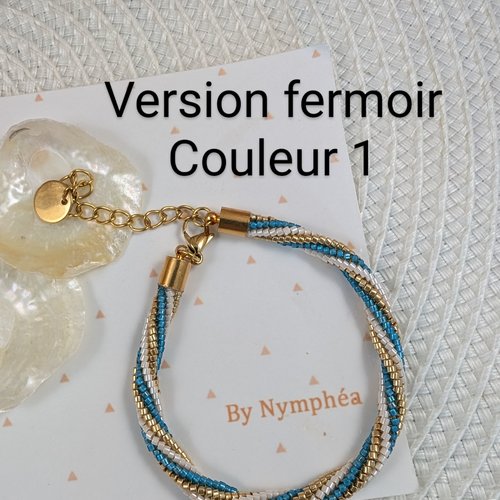 Bracelet kumi avec perles miyuki fermoir laiton doré
