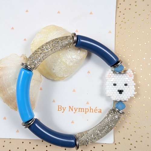 Bracelet simone avec westie, tissage main