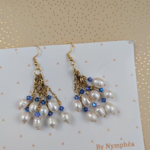 Boucles d'oreilles alisée cascade de perles d'eau douce