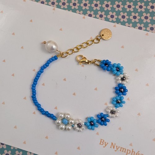 Bracelet fleur marguerite et nacre