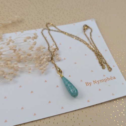 Collier marlow avec pierre amazonite, acier