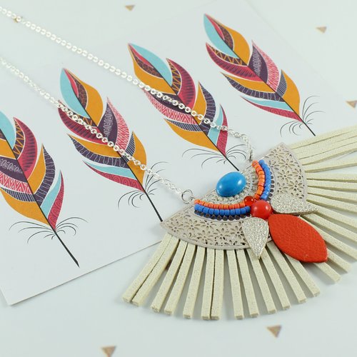 Collier divya, collier plastron cuir et perles miyuki