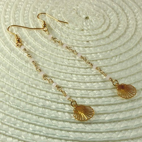 Boucles d'oreilles dorés coquille st jacques