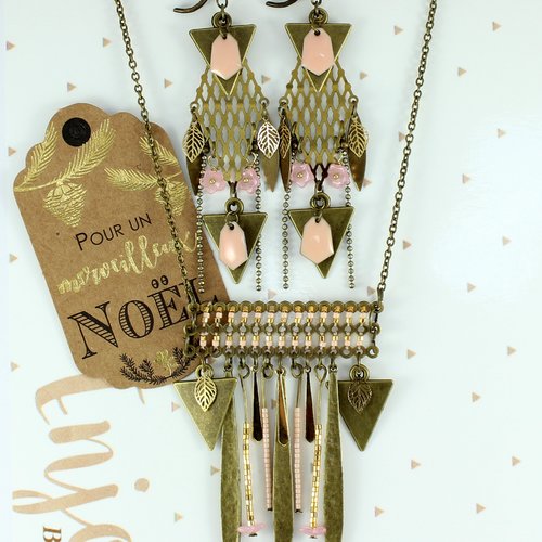 Parure cléo, perles en verre et breloques émaillées