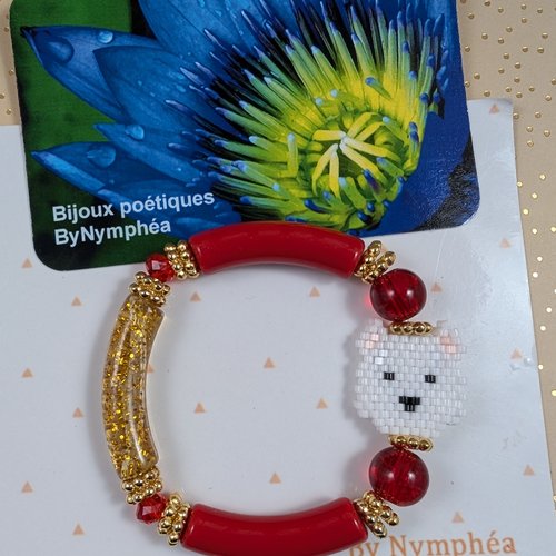 Bracelet simone avec westie, tissage main