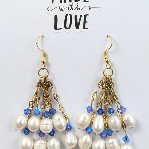 Boucles d'oreilles alisée cascade de perles d'eau douce