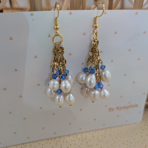 Boucles d'oreilles cascade de perles d'eau douce