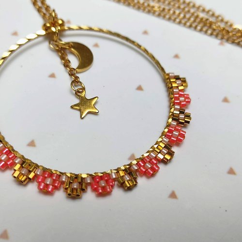Collier luna, perles miyuki, tissage main