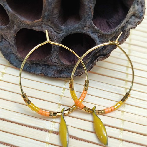 Boucles d'oreilles créoles petit poisson jaune