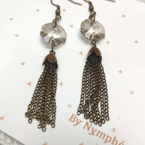 Boucles d'oreilles chic, avec cabochon en cristal de swarovski