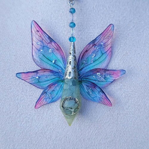 Collier &quot;bonheur&quot; en aigue marine fantastique fait main idee cadeau noël médiéval sautoir elfique pièce unique