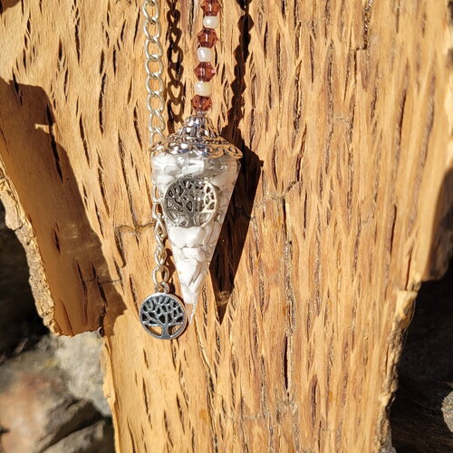 Pendule divinatoire en howlite arbre de vie radiesthésie fait main idee cadeau pièce unique