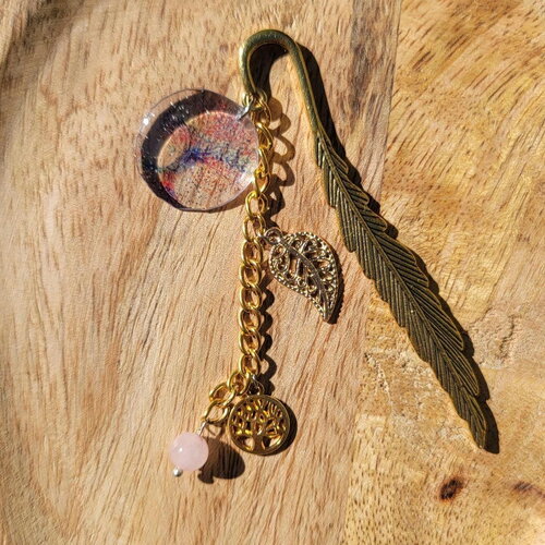 Marque pages fantaisie,bijou de livre piece unique signet pour livre métallique et pierre style féerique arbre de vie