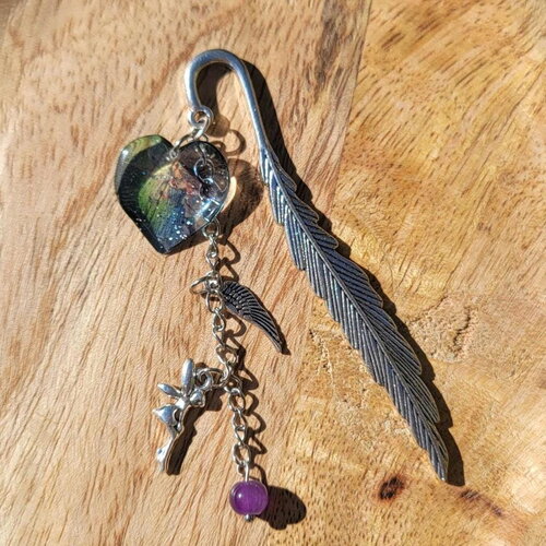 Marque pages fantaisie,bijou de livre piece unique signet pour livre métallique et pierre style féerique fée et licorne