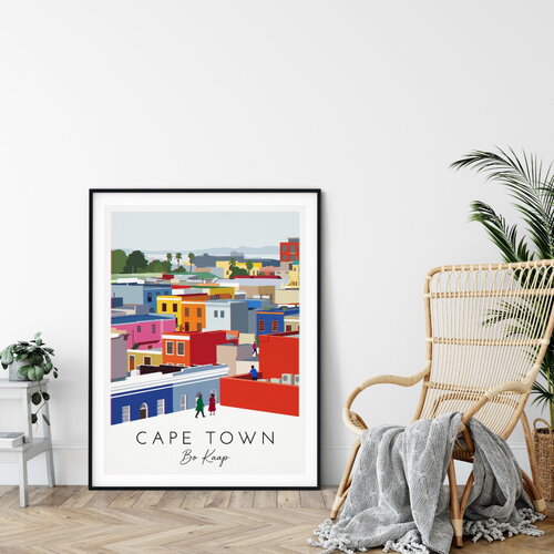 Affiche prémium bo-kaap, le cap / décoration voyage / affiche ville européenne / cadeau voyageur