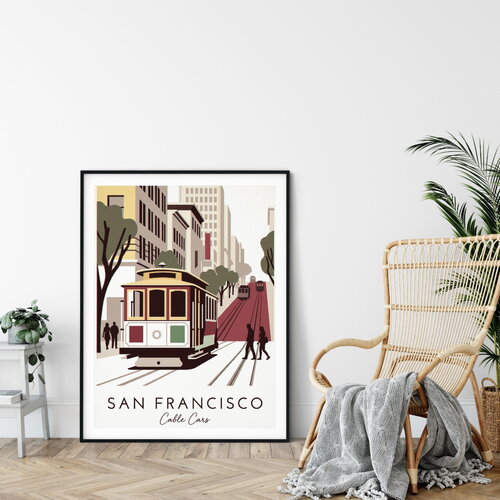 Affiche prémium san francisco cable cars / décoration voyage / affiche ville européenne / cadeau voyageur