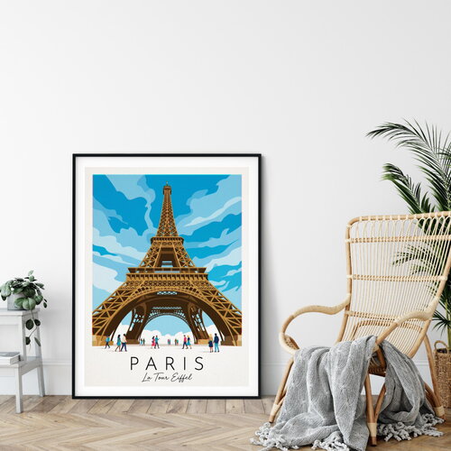 Affiche prémium paris la tour eiffel / décoration voyage / affiche ville européenne / cadeau voyageur