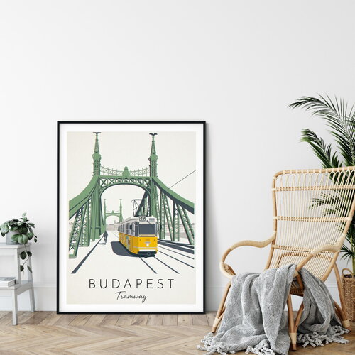 Affiche prémium budapest tramway / décoration voyage / affiche ville européenne / cadeau voyageur