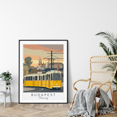 Affiche prémium budapest tramway / décoration voyage / affiche ville européenne / cadeau voyageur