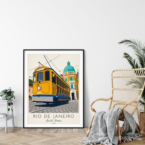 Affiche prémium santa teresa tramway in rio de janeiro / décoration voyage / affiche ville européenne / cadeau voyageur