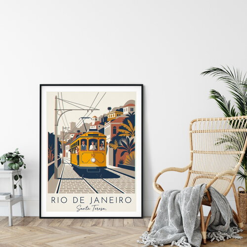 Affiche prémium santa teresa tramway in rio de janeiro / décoration voyage / affiche ville européenne / cadeau voyageur