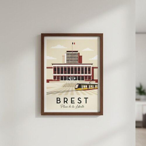 Affiches  vintage / brest place de la liberté / affiche voyage / travel poster / deco murale/ art mural /  poster /  cadeau