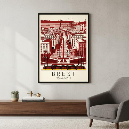 Affiches  vintage / affiche prémium brest rue de siam / affiche voyage / travel poster / deco murale/ art mural /  poster /  cadeau
