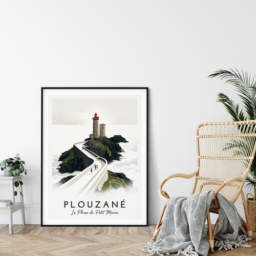 Affiche du phare du petit minou – bretagne  / décoration voyage / affiche ville européenne / cadeau voyageur