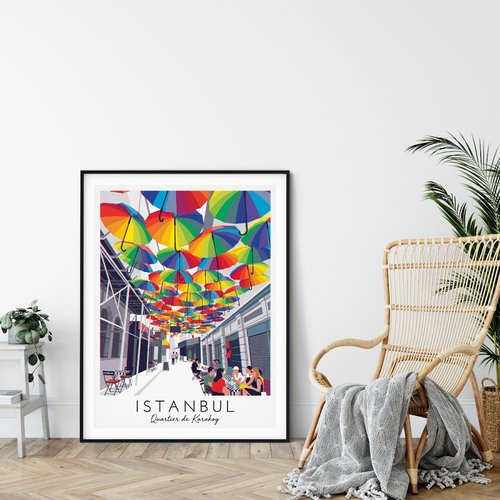 Affiche istanbul – karaköy    / décoration voyage / affiche ville européenne / cadeau voyageur