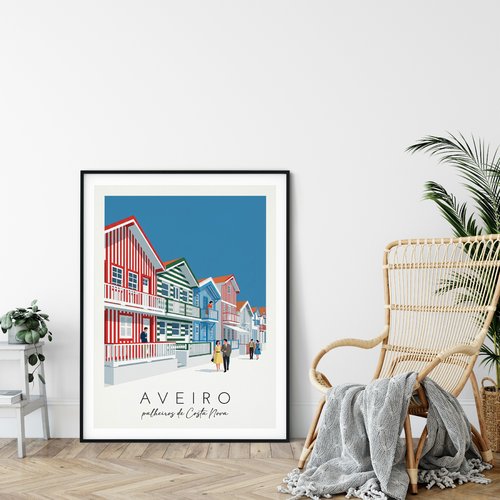 Affiche aveiro – portugal    / décoration voyage / affiche ville européenne / cadeau voyageur