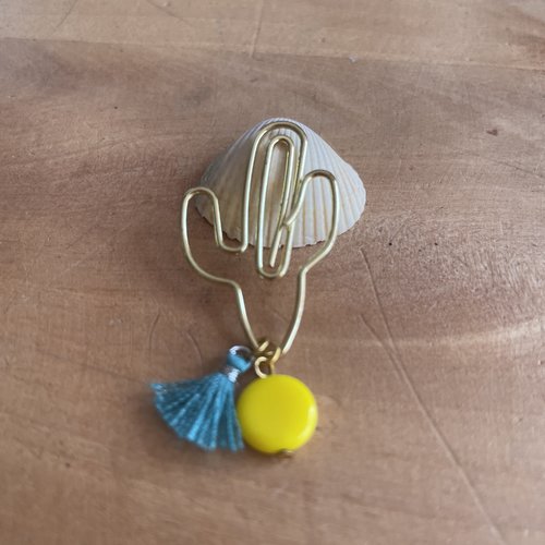 Trombone feuille cactus pompon et perle