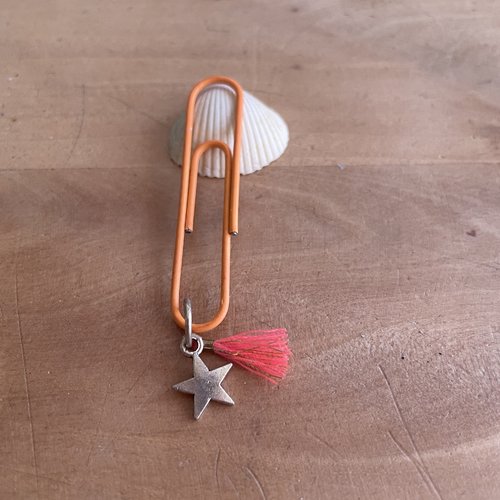 Trombone papeterie breloque étoile et pompon