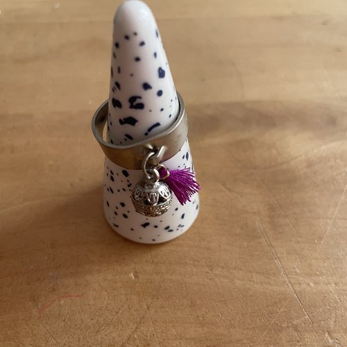 Bague réglable pompon