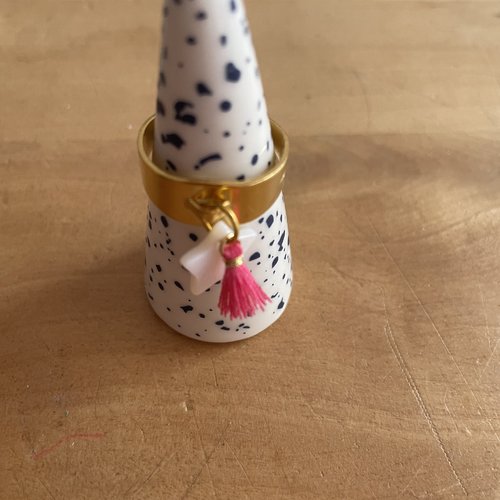 Bague réglable breloques étoile et pompon