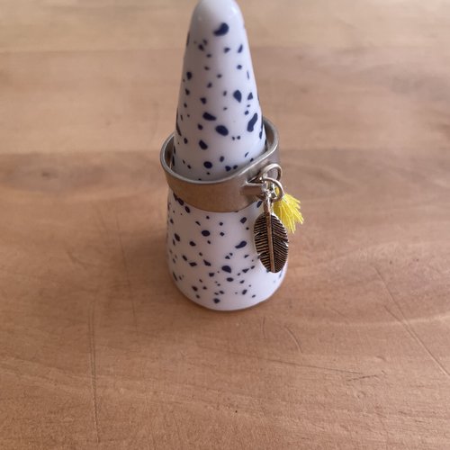 Bague réglable plume, pompon