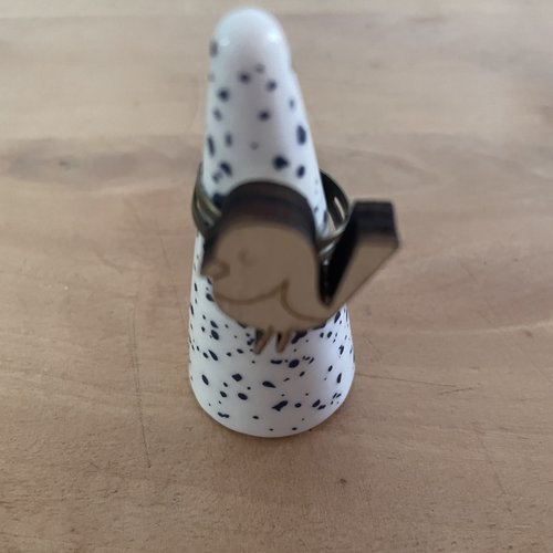 Bague réglable oiseau en bois