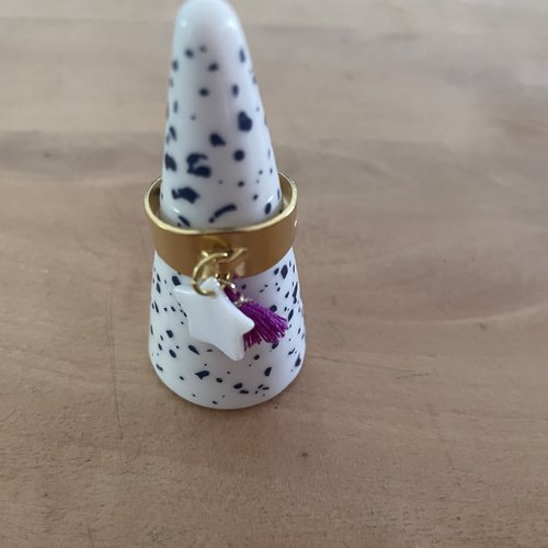Bague réglable étoile et pompon