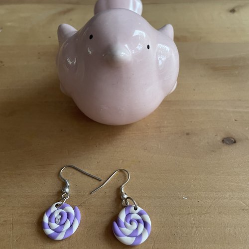 Boucles d’oreilles spirale en pâte polymère