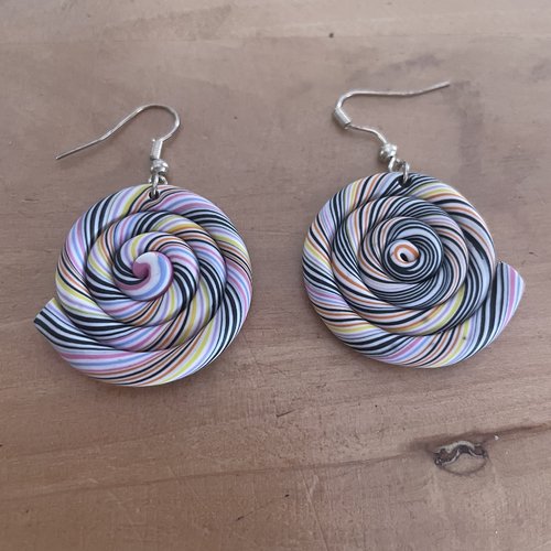 Boucles d’oreilles spirale en pâte polymère