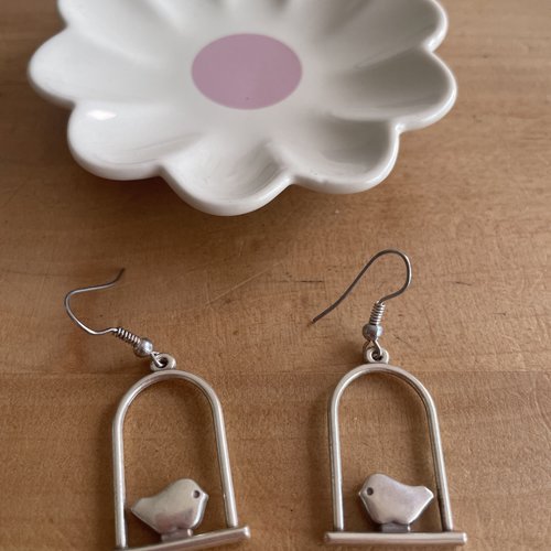 Boucles d’oreilles nichoir oiseaux
