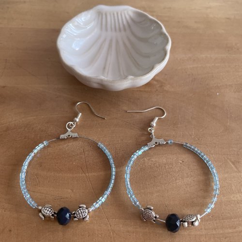 Boucles d’oreilles perles miyuki et tortue