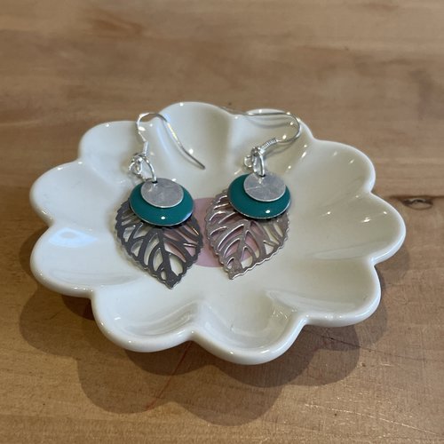 Boucles d’oreilles feuilles et pampilles